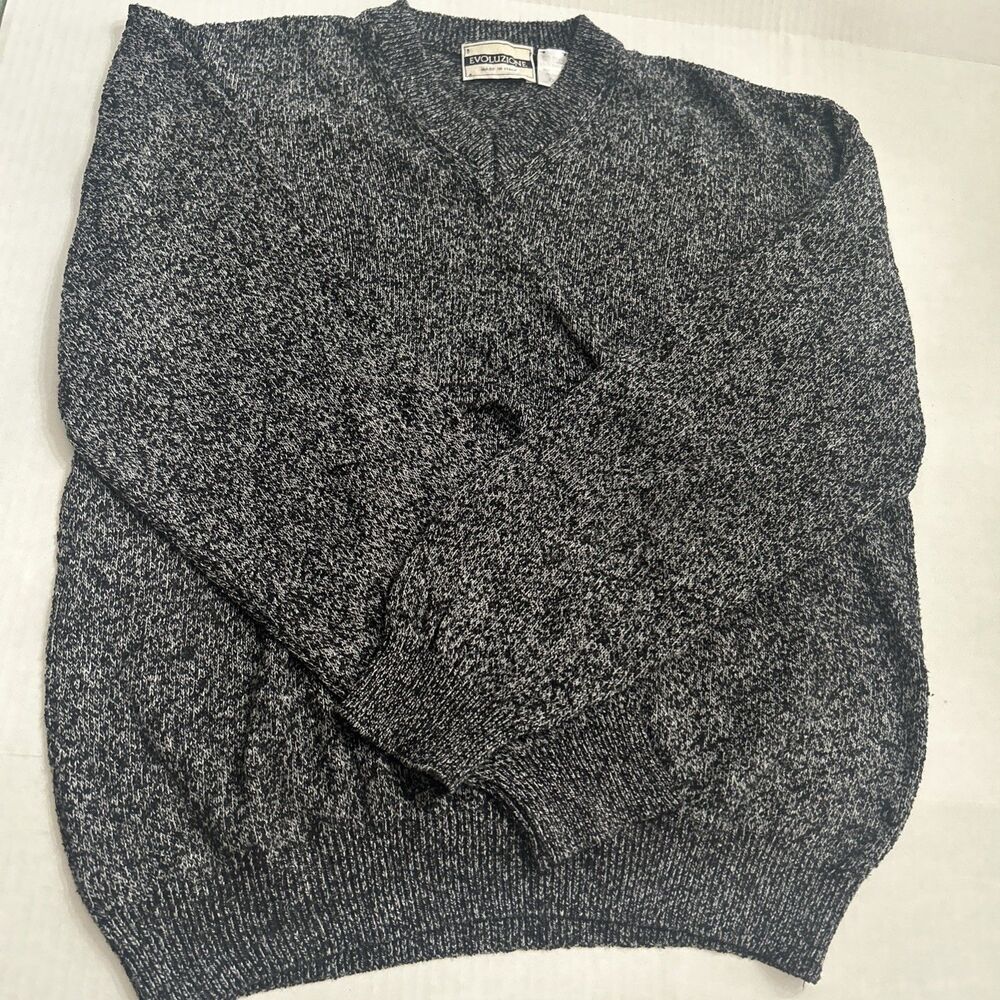 Evoluzione Made In Italy sweater XXL Black And Gray Knit V Neck